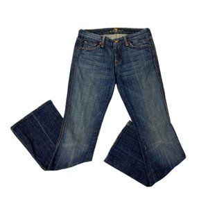 7 for All Mankind A Pocket Women's Size 29 Jeans Pink Embroidery Dark Wash Blue